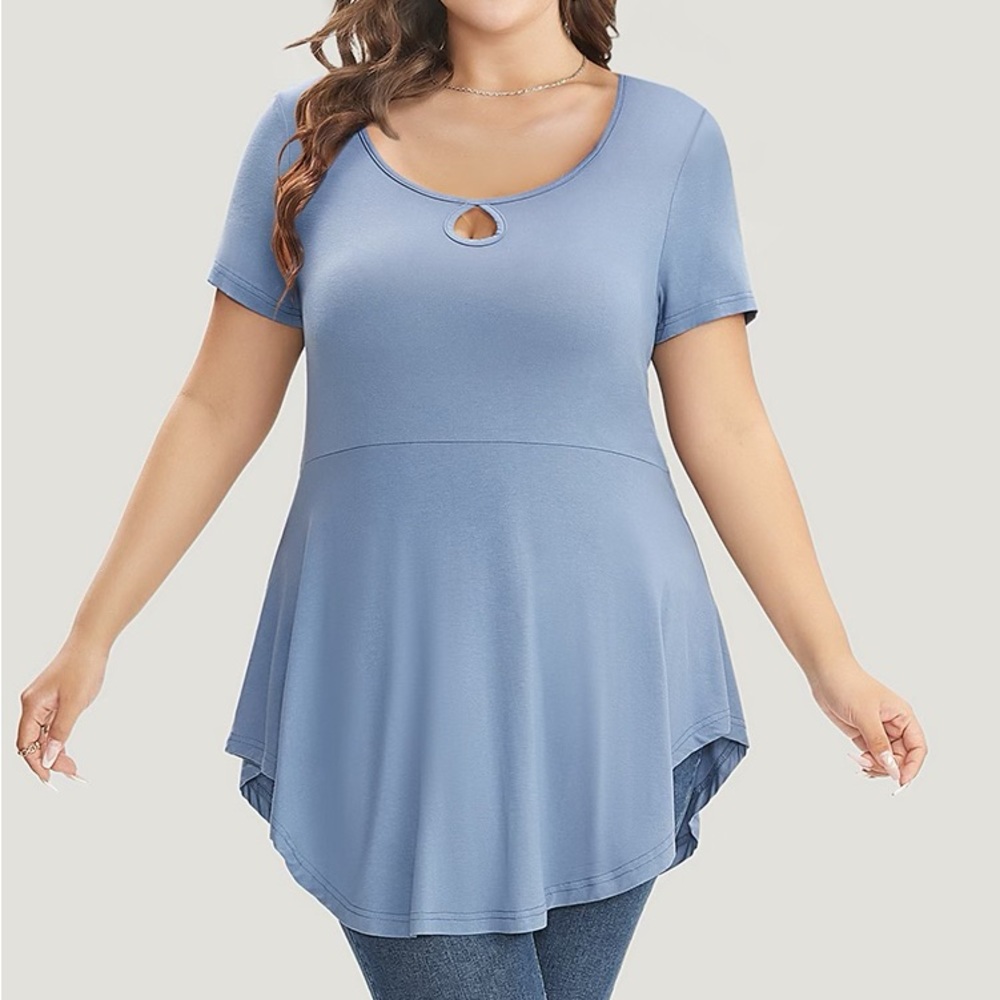 BloomChic Blue Knit Keyhole Tunic Top Plus Size 18/20 2X